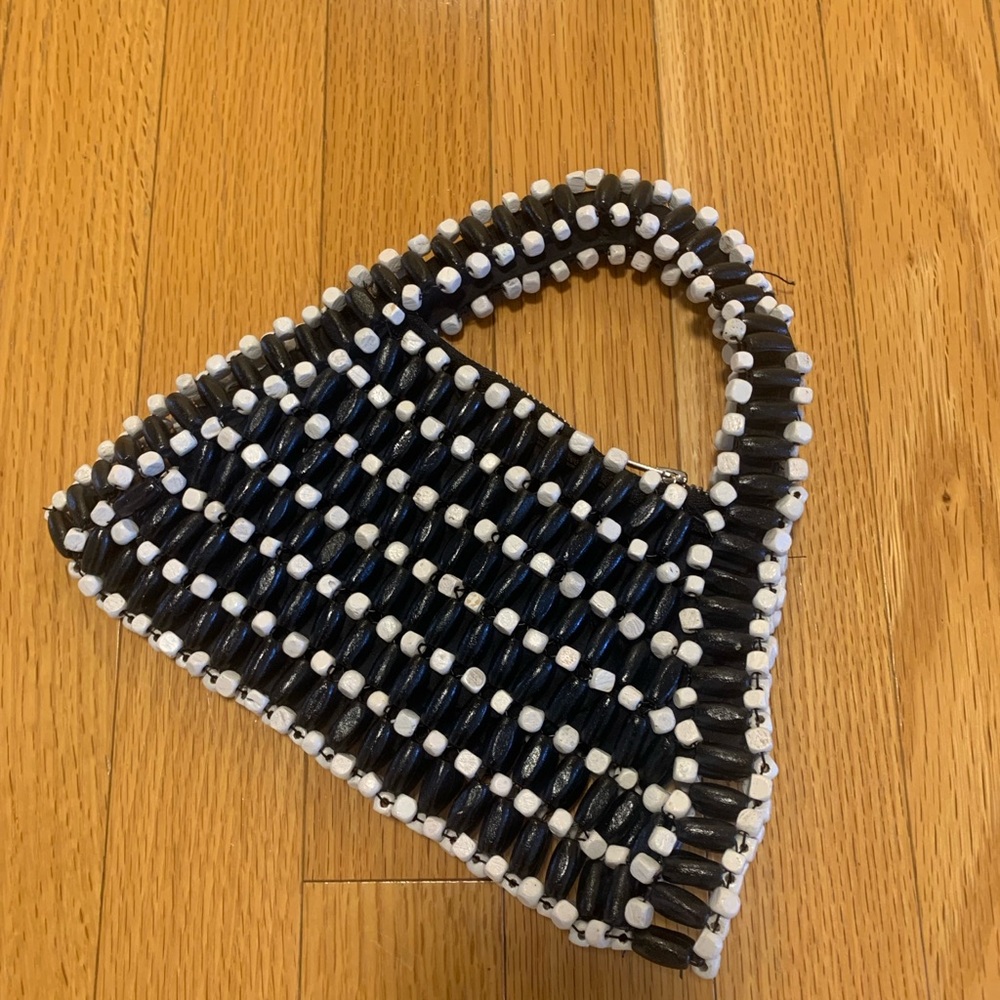 Stylish Black and White Beaded Women's Bag
